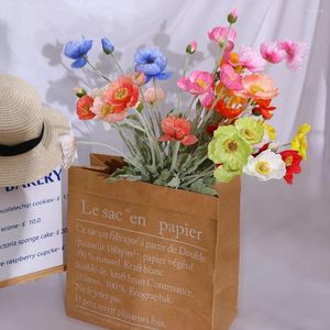 Decoratieve bloemen kunstmatige papavers prachtige zijden rhoeas flocking stengel bruiloft vakantie bruids boeket pography