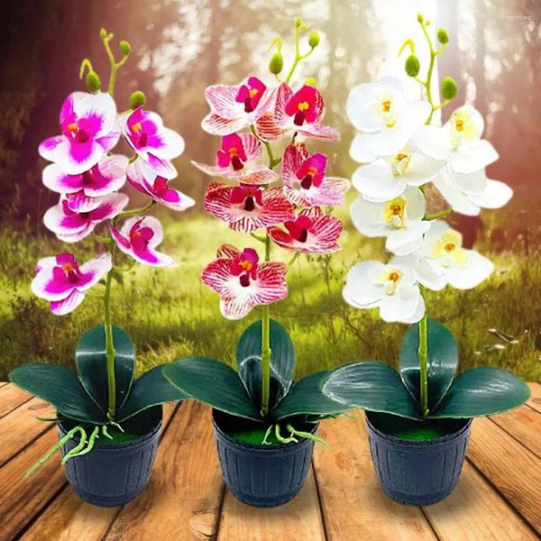 Fleurs décoratives Pot artificiel Orchidée portable de bureau faux en pot