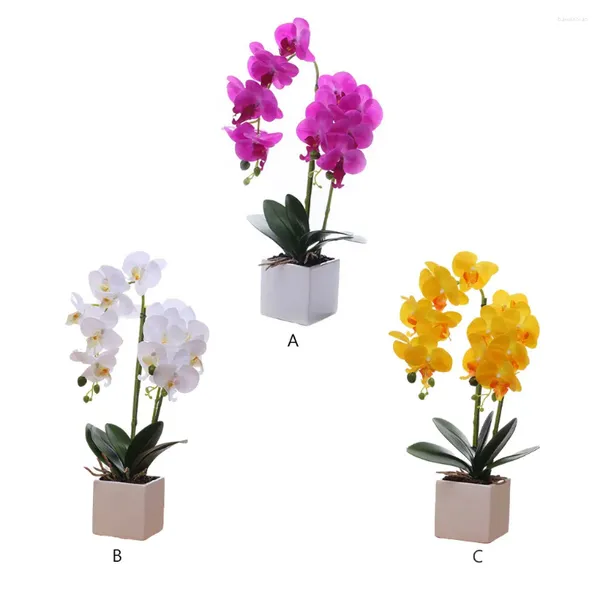 Flores decorativas orquídeas artificiales escritorio de flores bonos falsos touch faux real para jardín el adornos de planta carmina