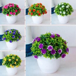 Pot de fleurs artificielles décoratives, plante simulant mille couches de fleurs en Pot, faux bonsaï, décoration de bureau et de maison pour cour