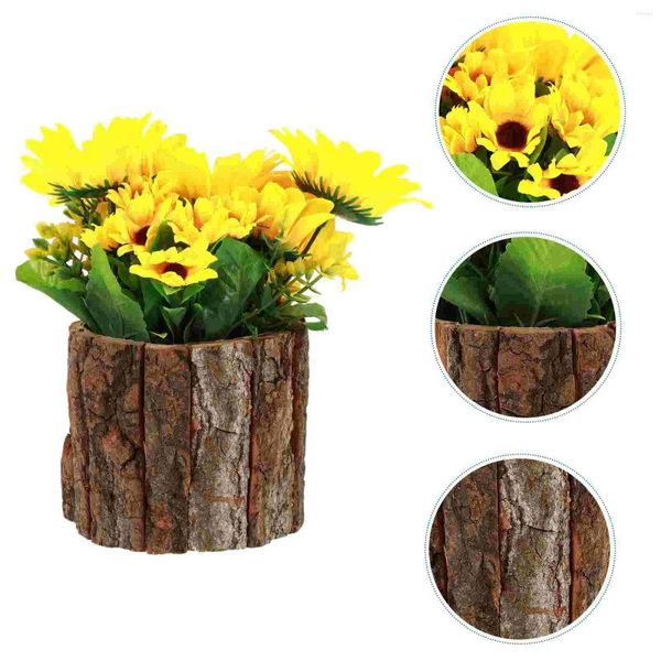 Pot de fleurs décoratives artificielles, plantes bonsaï de tournesol, Arrangement floral en Pot pour centres de Table d'automne