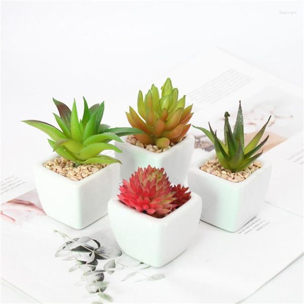 Fleurs décoratives Pots artificiels jardinières Mini carré en pot plantes succulentes plantes d'intérieur pour bureau bureau fleur jardin chambre