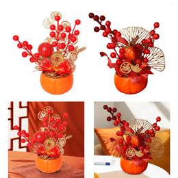 Fleurs décoratives artificielles en pot chinois R année décoration bureau Po accessoire branches de baies rouges ornement pour bureau festival de printemps intérieur