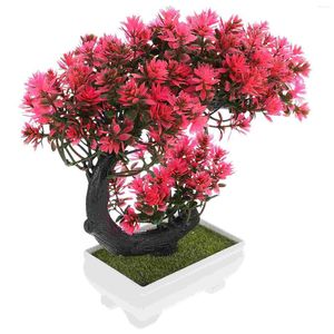 Fleurs décoratives artificielles en pot, fausses plantes, fleurs de cerisier, bonsaï, ornements de bureau, faux décor de bureau vert