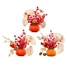 Fleurs décoratives Fleur artificielle en pot cadeaux de pendaison de crémaillère disposition de la scène décoration de l'année chinoise pour étagère El cheminée dortoir salon