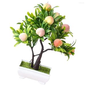 Fleurs décoratives arbre fruitier artificiel en pot bonsaï de pêche réaliste pour pièce maîtresse de Table