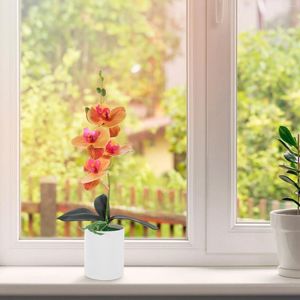 Fleurs décoratives Artificial Potted Orchid Desktop Faux faux faux simulation phalaenopsis