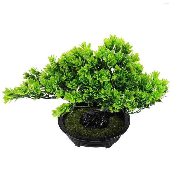 Flores decorativas plantas en macetas artificiales plantas falsas de interior de bonos de interior del árbol de bonsai decoración del hogar plástico pequeño