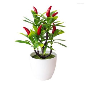 Fleurs décoratives plantes en pot artificielles faux poivre fraise Orange pêche bonsaï Pot ornement livraison directe