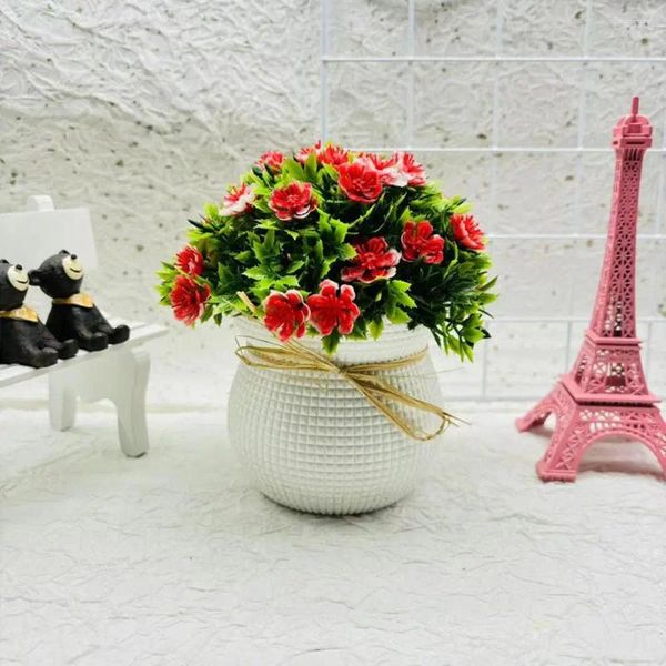 Fleurs décoratives Plantes en pot artificielles réaliste petit bonhonsaï à chrysanthemum sauvage pour décoration de maison faux vibrant