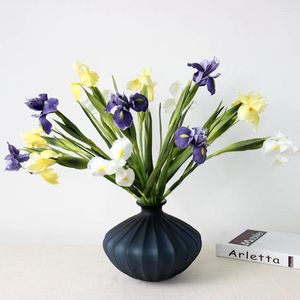 Flores decorativas PU artificial Iris Iris Toque real Realista Falso para la boda Decoración de la boda Tabla de fiesta Arreglo florico