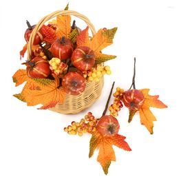 Flores decorativas Calabaza artificial Bayas Otoño Cosecha Decoración Props DIY Planta de simulación para Halloween Día de Acción de Gracias Otoño