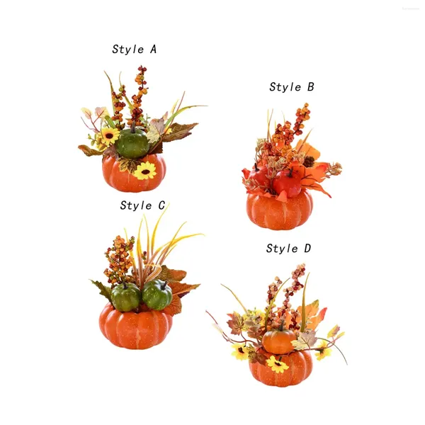 Flores decorativas Flor de calabaza artificial Arreglo floral Decoración de fiesta Centros de mesa para manualidades DIY Adornos de escritorio de porche de Halloween