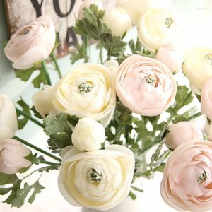 Decoratieve bloemen kunstmatige ranunculus thee rose real touch bollen zijden bloem voor bruiloftdecoratie