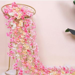 Fleurs décoratives rotin artificiel fausse vigne guirlande de fleurs de cerisier arche de jardin décoration maison fête mariage décor suspendu fleur de soie