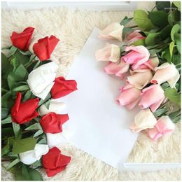 Fleurs décoratives artificielles Real Touch Roses Soie Fausse Pivoine Décorations pour la maison pour la fête de mariage Anniversaire Saint Valentin Cadeau Dhkhz