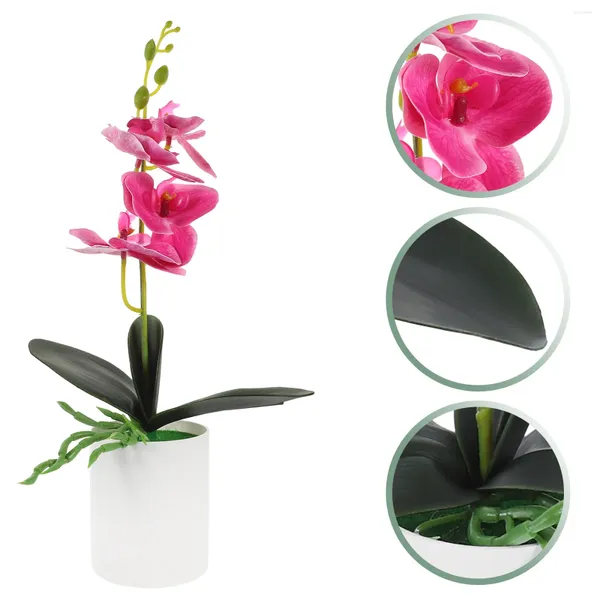 Fleurs décoratives artificielles orchidées réalistes, Simulation de bonsaï, plante de bureau en pot, décorations de salle de bains