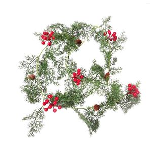 Decoratieve Bloemen Kunstmatige Rode Bes Rotan Wijnstok Kerst Hangende Krans Hanger Kerst Jaar Feest Thuis Wanddecoratie