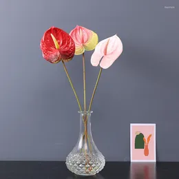 Flores decorativas Hojas de palma rojas artificiales Plantas verdes caseras Cintas en maceta Impresión 3D
