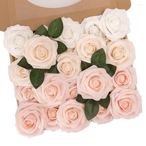 Decoratieve bloemen Kunstmatige roos Blush roze rozen Real Touch Foam Bulk met steel voor bruidsboeketten Centerpieces