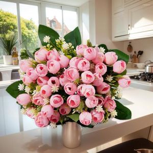Decoratieve bloemen Kunstmatige rozenboeket Vintage Silk Roses Bloem voor thuis bruiloft feest tuin decor 1 bos nep