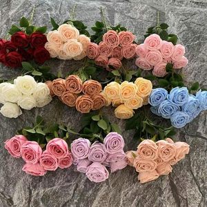 Fleurs décoratives Bouquets de roses artificielles en soie Faux bouquet de mariée Cadeau de la Saint-Valentin Arrangement floral pour salon de jardin Décor Grand