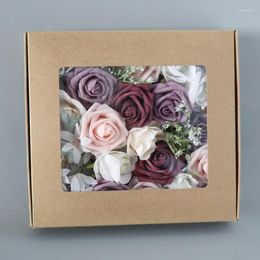 Fleurs décoratives Rose artificielle Combo Box Set pour bricolage Bouquets de mariage Centres de table Arrangements Party Baby Shower Drop