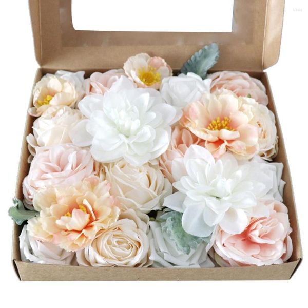 Caja combinada de rosas artificiales de flores decorativas para ramos de boda, centros de mesa para despedida de soltera, arreglos de fiesta para el hogar