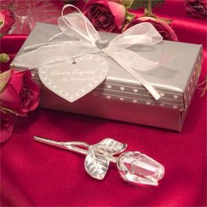 Fleurs décoratives Rose artificielle cristal clair Texture délicate cadeau de saint valentin avec tige en métal Faux cristal fleur de mariage