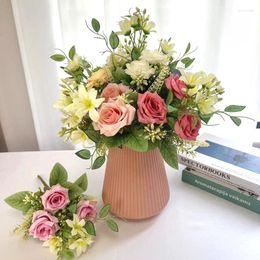 Decoratieve bloemen kunstmatige roos krullende Koreaanse stijl Perzische rozen pioenwit roze bureau tuin trouwhuis decoratie ambachtelijke nep