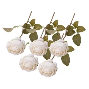 Flores decorativas Decoración de rosas artificiales Vibrantes Vibrantes Rosas de borde de falso realista para la decoración del hogar Pogografía de boda