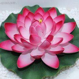 Fleurs décoratives rose artificielle fausse feuille de lotus lis plants d'eau de mariage Décoration de mariage Mariage Flores 28cm étangs imperméables C44