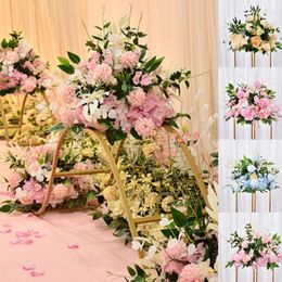 Decoratieve bloemen kunstmatige roos bloem tafel middelpunt decor bruiloft achtergrond zijde bal weggids bloemen feestdecoratie