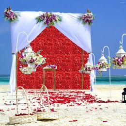 Fleurs décoratives Panneaux muraux de fleurs de rose artificiels fausse l'hortensia pivoine pour la fête de mariage Baby shower fond décoration