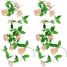 Fleurs décoratives Artificielle Rose Fleur Guirlandes 2 Pack X 245 cm Faux Vigne Avec Faux Soie Plantes Suspendues Pour Mer