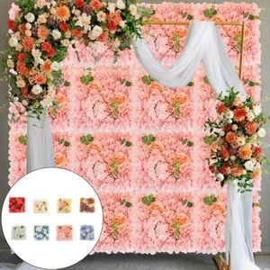 Fleurs décoratives artificielles Rose fleur panneau mural mariage fête nuptiale bricolage carré 3D toile de fond florale décoration photographie accessoire