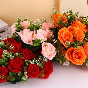 Fleurs décoratives Balles de fleurs roses artificielles base élégante table de mariage de table de table de table décor bricolage en soie arrangements floraux.