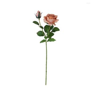 Fleurs décoratives Artificielle Rose Têtes De Fleurs Faux Réaliste Réutilisable Branche Non-flétrissement Avec Tige Mariage