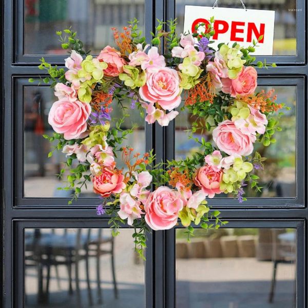 Guirlande de roses artificielles décoratives, 40cm, couronne de cœur suspendue au mur, décoration créative en forme de cœur pour la saint-valentin