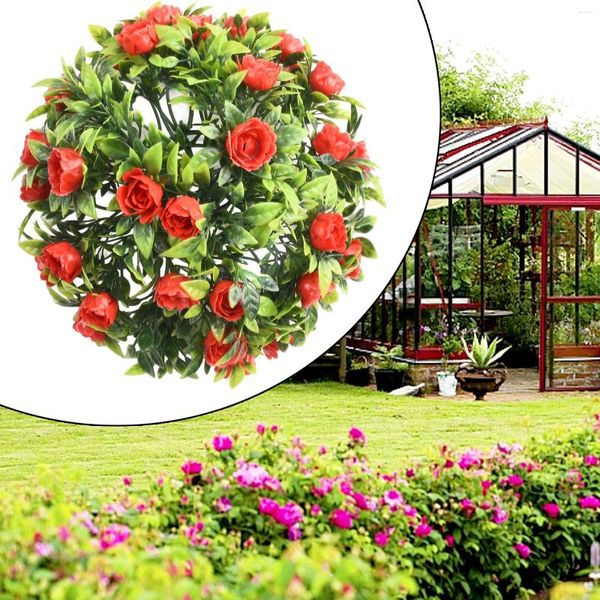 Fleurs décoratives Boules de fleurs roses artificielles topiaire suspendu panier de jardin de simulation UV Uv Stable Aménagement paysager Fournitures de décoration