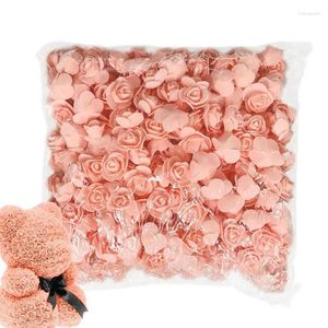 Decoratieve Bloemen Kunstmatige Rozenkoppen 1,4 Inch DIY Bruiloft Schuim Bloemen 500 stuks Stemless 3D Hoofd Zonder