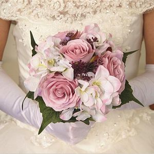 Fleurs décoratives Rose artificielle Hortensia Bouquet Bridesmaids tenant une décoration de mariage table de salon arrangement de fleurs vase à la maison