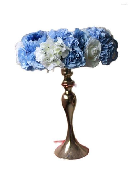 Fleurs décoratives Artificielle Rose Hortensia Anneau Couronne Table De Mariage Pièce Maîtresse Fleur Boule Arc Mur Bleu 10 pcs/lot TONGFENG