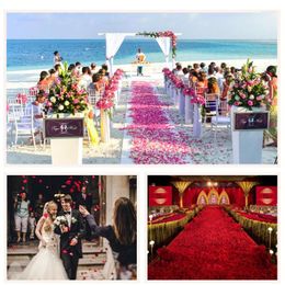 Flores decorativas pétalos de rosa artificiales tela no tejida apilada con 1000 piezas de suministros de boda flor de decoración