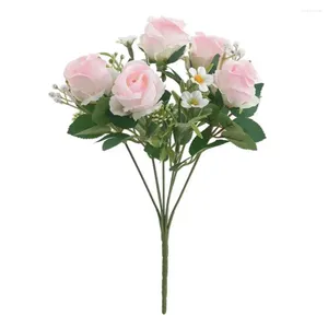Fleurs décoratives Rose artificielle Simulation réaliste d'entretien Bouquet de faux fleurs sans fleur pour le mariage décoration de bureau