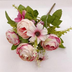 Fleurs décoratives rose artificielle fleur de fleur de piéond