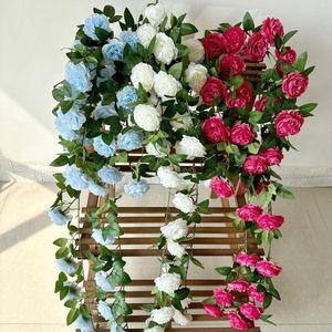 Decoratieve bloemen kunstmatige rozen wijnstok plastic hangende klimop faux home decor bruiloft muur decoratie deco mariage salon