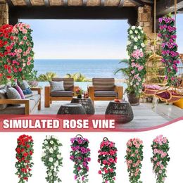 Fleurs décoratives couronne de rose artificielle 18 têtes de fleurs avec branches vertes mures décorations d'art à la maison épreuves accessoires