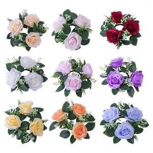 Decoratieve bloemen kunstmatige rozen kaarsen ringen bloemen kransen kleine krans pilaarhouder