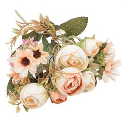 Decoratieve bloemen kunstrozen nep met stengels en Artificia bladeren bulkboeket voor thuis bruidsfeest